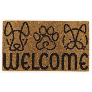 Welcome Cat and Dog Natural Coir Doormat Anti-Slip Rubber Back | 17" x 29"